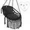 Black Hammock Chair with Comfortable Cushions and Durable Rope Indoor/Outdoor
